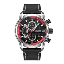 MEGIR новые модные мужские часы водонепроницаемые светящиеся спортивные наручные часы мужские кожаные кварцевые наручные часы с хронографом Reloj Hombre 2104 2024 - купить недорого