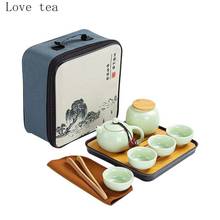 Керамический дорожный чайный набор в китайском стиле, портативная уличная дорожная сумка, простой бытовой керамический чайник, чашка, подарок, товары для дома и офиса 2024 - купить недорого