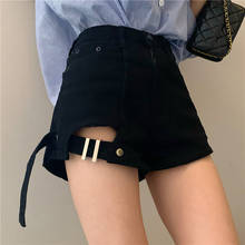 Shorts jeans rasgado de cintura alta com franjas, roupa de rua, calção de verão sexy feminino, plus size, 2021 2024 - compre barato
