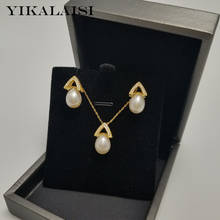 YIKALAISI-Conjuntos de perlas de Plata de Ley 925 para mujer, joyería 2019 fina de perlas naturales, conjuntos de 8-9mm, venta al por mayor 2024 - compra barato