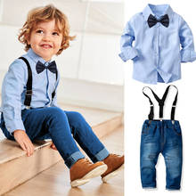 Официальная детская одежда; Комплект одежды для маленьких мальчиков; Футболка с длинными рукавами + комбинезон; Костюм для маленьких джентльменов; Детская одежда; Костюм 2024 - купить недорого