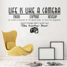 Life Is A Camera Wall Sticker Teen Room Home Decor Photography Focus Capture Lettering Words Removable Vinyl Wall Decals Y674 2024 - buy cheap