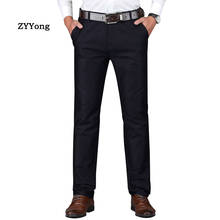 Spring Blue Black Dress Men Suit Pants Casual Cotton Office Business Elasticity Large Size Straight Trousers Clothing 2024 - buy cheap