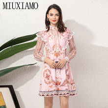 MIUXIMAO-Vestido corto informal con manga larga para mujer, minivestido con estampado Vintage, manga larga, 2021 2024 - compra barato