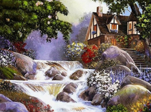 New 5D DIY Full Square / Round Diamond Painting Flow House landscape Diamond Embroidered Cross Stitch Rhinestone Home Decor Gift 2024 - buy cheap