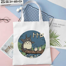 New Cute Totoro Print Shopping Canvas Tote Bag Harajuku Aesthetic Reusable Shopper Shoulder Bag Handbag Student Book Bags 2024 - compre barato