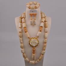 Colar nigeriano branco com miçangas, joias africanas para casamento 316-d1 2024 - compre barato