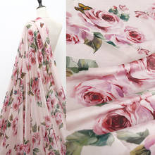 Romantic Roses Flower Butterfly Printed Chiffon Fabric For Woman Girl Summer  Dress  En Tissu Tela Tessuto ткань DIY Cloth 2024 - buy cheap