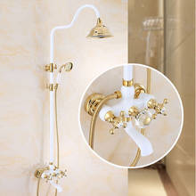 Shower Faucets Brass White Golden Wall Mount Bathtub Faucet Set Rain Shower Head Handheld Round Luxury Tub Mixer Taps 2024 - buy cheap