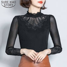 Autumn Winter Long Sleeve Shirt Women 2021 New Korean Version Mesh Lace Base Women Shirts Office Lady Slim Regular 6466 50 2024 - buy cheap