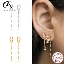 CANNER-Pendientes de aro de Plata de Ley 925 auténtica para mujer, aretes de cadena con Clip de papel, joyería fina de Hip Hop, Pendiente de círculo 2024 - compra barato