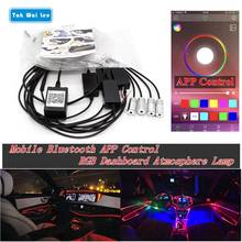 Tak Wai Lee 6M 4/5/6Pcs In 1 LED RGB Dashboard Atmosphere Strip Car Light Mobile Bluetooth APP Sound Music Control Interior Lamp 2024 - buy cheap