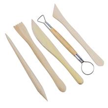 BMBY-5Pcs Wooden Pottery Clay Sculpture Carving Tool Set 2024 - buy cheap
