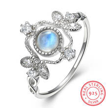 Luxury Female Small Round Butterfly Ring 925 Sterling Silver Moonstone Wedding Ring Promise Natural Moon Stone Rings For Women 2024 - buy cheap