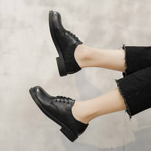 Oxfod-zapatos de punta redonda con cordones para mujer, calzado negro de Lolita, de tacón bajo, Brogue, primavera y otoño, 8807G 2024 - compra barato