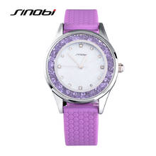 Модные женские наручные часы SINOBI со стразами, силиконовый ремешок, женские кварцевые часы Geneva, женские наручные часы Montres Femme 2020 2024 - купить недорого