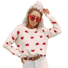 Women Heart Pattern Print Sweater Fashion Female Casual Loose Jumper Autumn Winter Women Pullover Sweaters Tops One Size 2024 - buy cheap