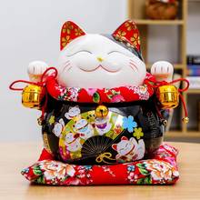 10 inch Japanese Ceramic Maneki Neko Lucky Cat Statue Porcelain Black Fortune Cat Money Box Fengshui Ornament Home Decoration 2024 - buy cheap