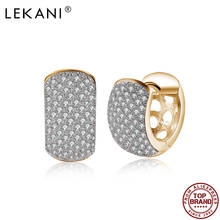 LEKANI Hollow Wide Thick Round Hoop Earrings Women Full White Cubic Zirconia Champagne Gold Earring Anniversary Fashion Jewelry 2024 - buy cheap