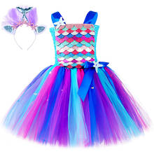 Vestido de sirena con tutú para niñas, vestidos de princesa para fiesta de cumpleaños, disfraces de sirena para Halloween 2024 - compra barato