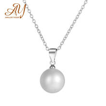 Aneis Bagues 925 Solid Sterling Silver Round Pearls Wedding Engagement Pendent Necklace With Chain Fine Jewelry Wholesale 2024 - buy cheap