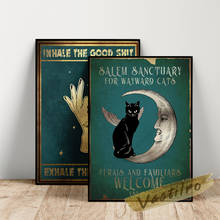 Amusing Retro Poster, Peace Hand Art Print, Vintage Black Cat Salem Wall Stickers Canvas Painting, Modern Living Room Home Decor 2024 - buy cheap