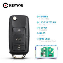 KEYYOU-llave remota Fob para coche, llave abatible de 959 MHz, Chip ID48, 1J0, 753, 434 AH, para VolksWagen, VW, SKODA, Seat Roomster, Fabia Superb, 10 Uds. 2024 - compra barato
