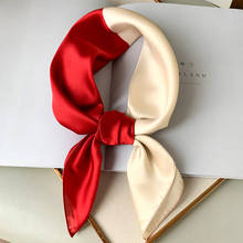 Lenço de seda feminino, lenço quadrado para pescoço, bandana, cor sólida, cachecol 2024 - compre barato