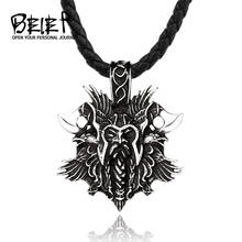 Beier Vikings Pendant Nordic Viking Axe Warrior Necklace Stainless Steel Chain Necklace Norse Viking Jewelry LLLHP193P 2024 - buy cheap