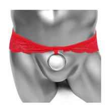 Bragas sin entrepierna de encaje Sissy con anillo de gallo, lencería Sexy para hombre, Tanga, ropa interior, Tanga, Tanga para hombre 2024 - compra barato