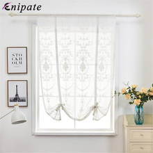 Enipate Pastoral Flower Embroidered Sheer Short Curtain Lace Roman Blinds Door Modern Tulle Fabrics Valance Kitchen Curtains 2024 - buy cheap