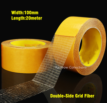 Width 100mm ,L20Meter Double-Sides Tape Grid Fiber Transparent Strong Adhesive Mesh Fiber Tape 2024 - buy cheap