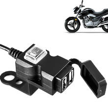 Cargador de manillar de motocicleta, adaptador de fuente de alimentación para teléfono móvil, doble puerto USB, 12V, impermeable, 1A/2,1a 2024 - compra barato