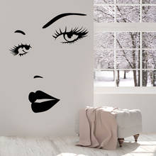 Hot Sexy Look Girl Lady Lips Wall Sticker Beautiful Woman Face Vinyl Decals Beauty Salon Decor Murals Removable Wallpaper A376 2024 - buy cheap