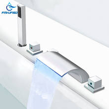LED 5 PCs Bathtub Faucet Triple Handle Dual Spout Widespread Tub Faucet Sets Mixer Taps Bathroom Shower Faucet with Handshower 2024 - buy cheap