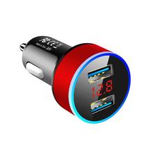 Cargador de Metal para teléfono inteligente/tableta, pantalla LED Digital de voltaje/corriente, Doble Adaptador de cargador de coche USB, 3.1A, 18w 2024 - compra barato