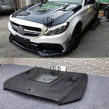 W205 c63 alta qualidade de fibra carbono/frp motor capô transparente bonnets estilo do carro para mercedes-benz classe c w205 c63 2024 - compre barato