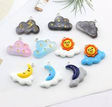 Cartoon Resin Charms Sun Moon Cloud Pendants Flatback Kawaii Cabochons for Earring Necklace Pendant DIY Jewelry Making 2024 - buy cheap