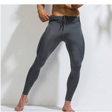 Calça de compressão para corrida, calça justa esportiva fitness para homens, roupa esportiva, calça comprida para treino de academia 2024 - compre barato