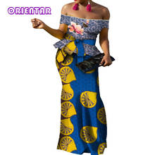 Conjunto de traje africano para mujer, Top Sexy con cuello de barco y falda larga, ropa con estampado de cera africana para mujer 2XL WY7225, moda 2020 2024 - compra barato