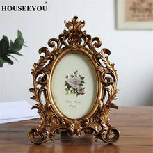 European Antique Golden Resin Photo Frame Creative Floral Carved Photo Holder Stand Rack Home Office Room Table Ornaments Crafts 2024 - buy cheap