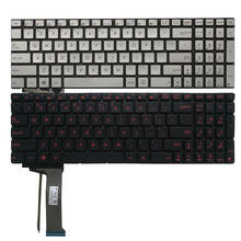 US backlit laptop keyboard for ASUS GL551 GL551J GL551JK GL551JM GL551JW GL551JX silver/red 2024 - buy cheap