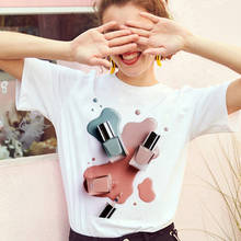 Mujeres camiseta gráfica 3D dedo pintura de uñas de Color de moda lindo impreso superior camiseta femenina camiseta de las señoras ropa de verano camiseta 2024 - compra barato