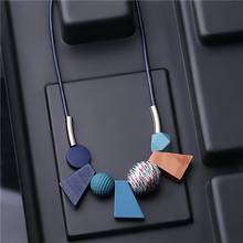 Large Wooden Beads Geometric Pendant Colorful Necklaces for Women Trendy Statement Necklace Vintage Fashion Jewelry Accessories 2024 - buy cheap