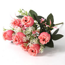 Flores artificiales para decoración rosa peonía seda ramo pequeño flores fiesta primavera boda decoración boda flor falsa 2024 - compra barato