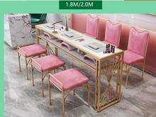 Net red earth gold manicure table chair suit single double simple modern beauty shop European diamond manicure table 2024 - buy cheap
