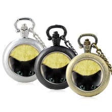 Relógio de bolso com cabochão de vidro estilo punk retrô e vintage, colar com pingente, relógio de corrente para homens e mulheres 2024 - compre barato