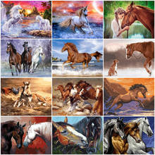 AZQSD-Kits de pintura por números, lienzo de animales, decoración del hogar para colorear por números, caballo, regalo pintado a mano 2024 - compra barato