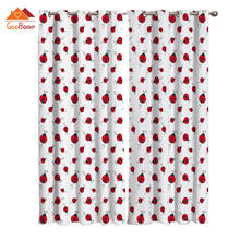 Cortinas vermelhas de janela ladybug, decoração para sala de estar, ambientes externos, tecido, cortina para casa 2024 - compre barato