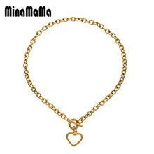 Cadena gruesa de acero inoxidable para mujer, Collar con colgante de corazón hueco, Gargantilla, joyería 2024 - compra barato